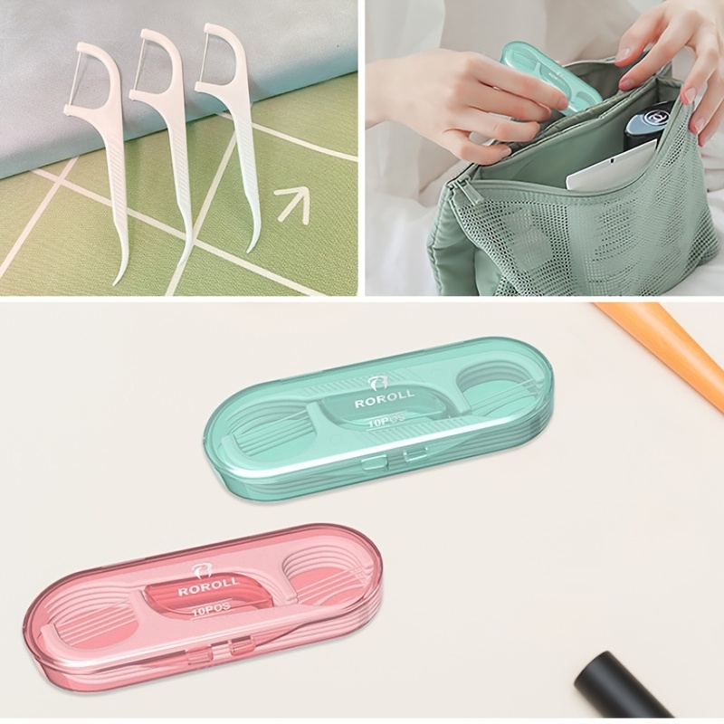 10pcs Portable Dental Floss Box Disposable Dental Floss Household Travel Storage Box Dental Floss Stick Clean And Sanitary Case