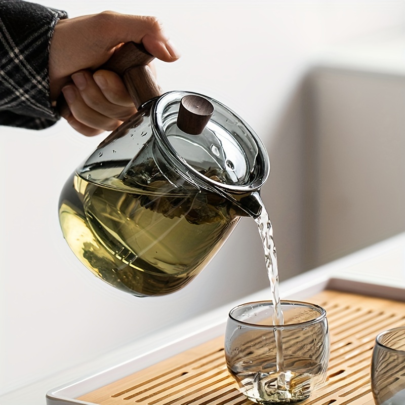 Glass Teapot Glass Teacup. Wooden Handle Teapot With Infusion, Household  Glass High Temperature Resistant Tea Maker Tea Kettle.perfect For Blooming  Tea And Loose Tea Leaves. Suitable For Family Dinners., - Temu