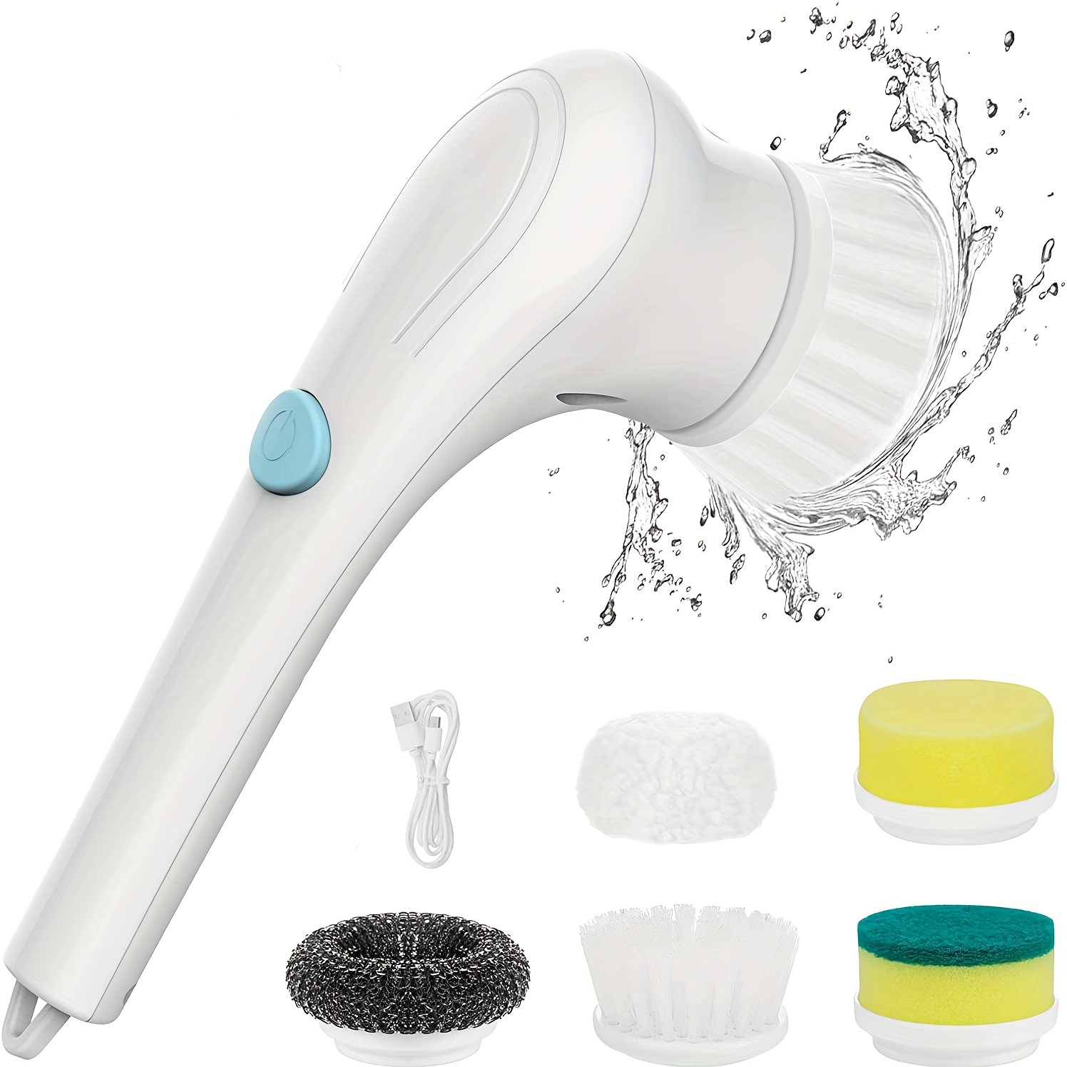 Electric Spin Scrubber, Cordless Cleaning Brush Tub Tile Medium, A-white
