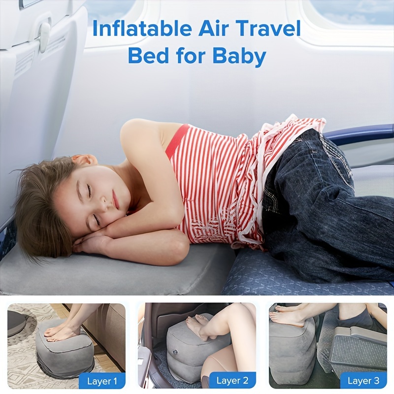 Inflatable Foot Rest Pillow for Travel, Kids/Adults Airplane Travel Pillow  Kids Bed-Adjustable Height Cushions,for Kids to Sleep While
