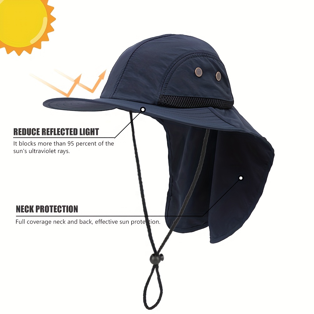 Premium Outdoor Sun Hat Neck Flap Wide Brim Adjustable Chin Strap Fishing  Hiking Safari Travel Summer Sun Protection Upf 50 Breathable Packable Flap  Hat Camping, Quick & Secure Online Checkout