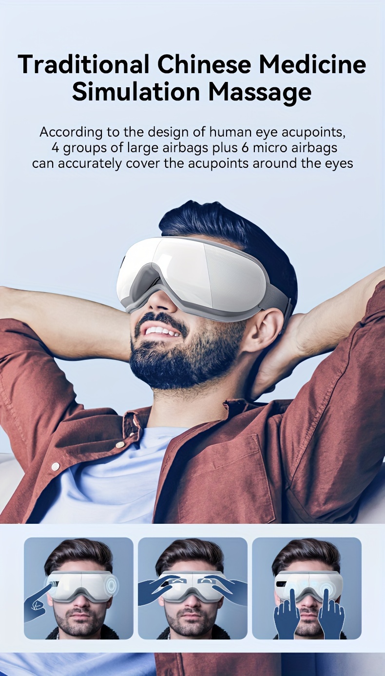 heated eye massager for migraines rechargeable eye mask facial massager relax and reduce eye   dark circles eye bags dry eyes     valentines day gift for boy   details 1