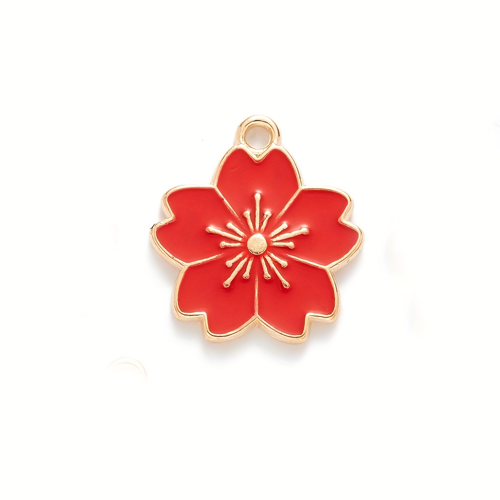 20pcs Enamel Flowers Charms Cute Rose Charms Pendants For Necklace Bracelet  DIY Jewelry Making Accessories