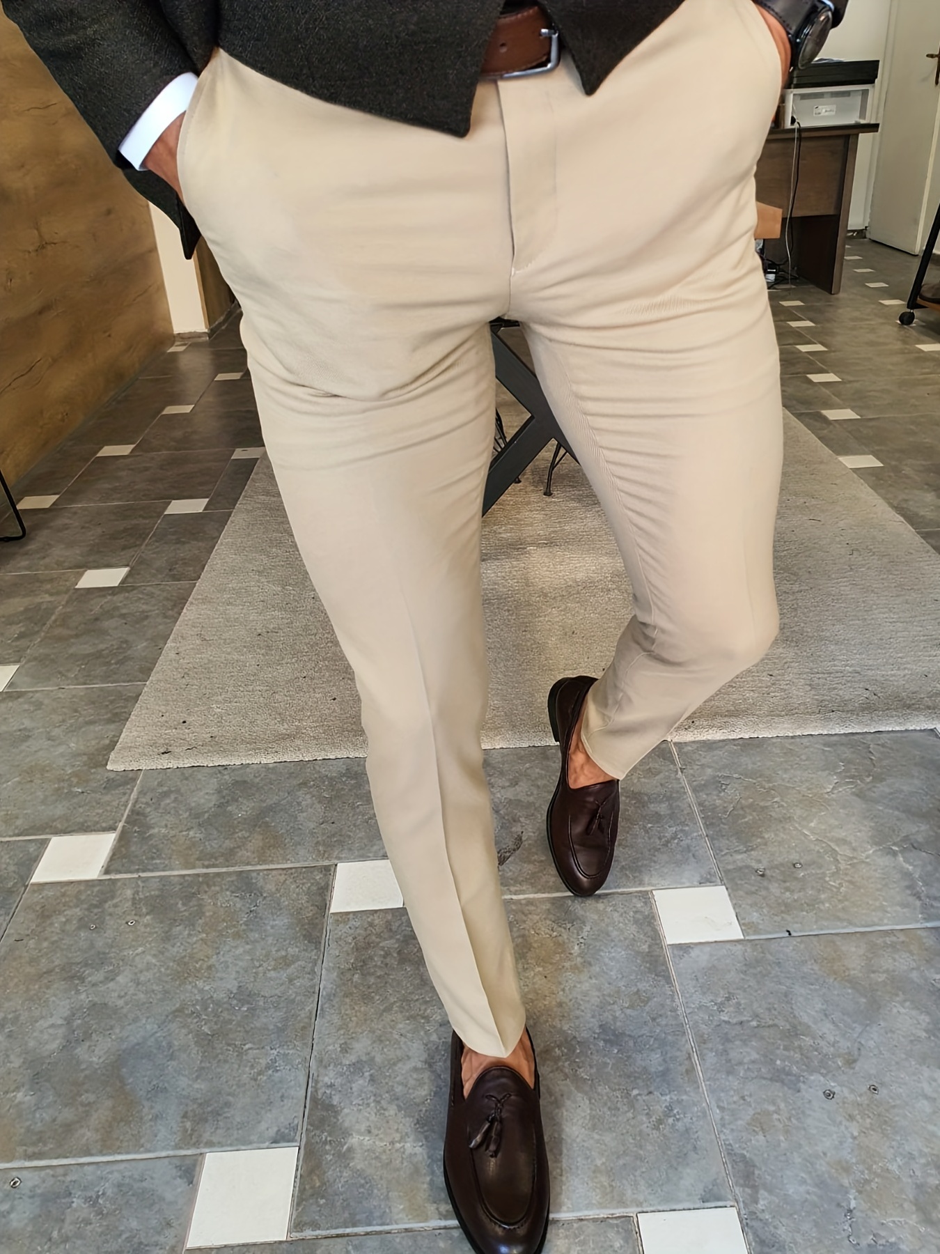 Pantalon habillé confortable pour homme pantalon de costume - Temu France