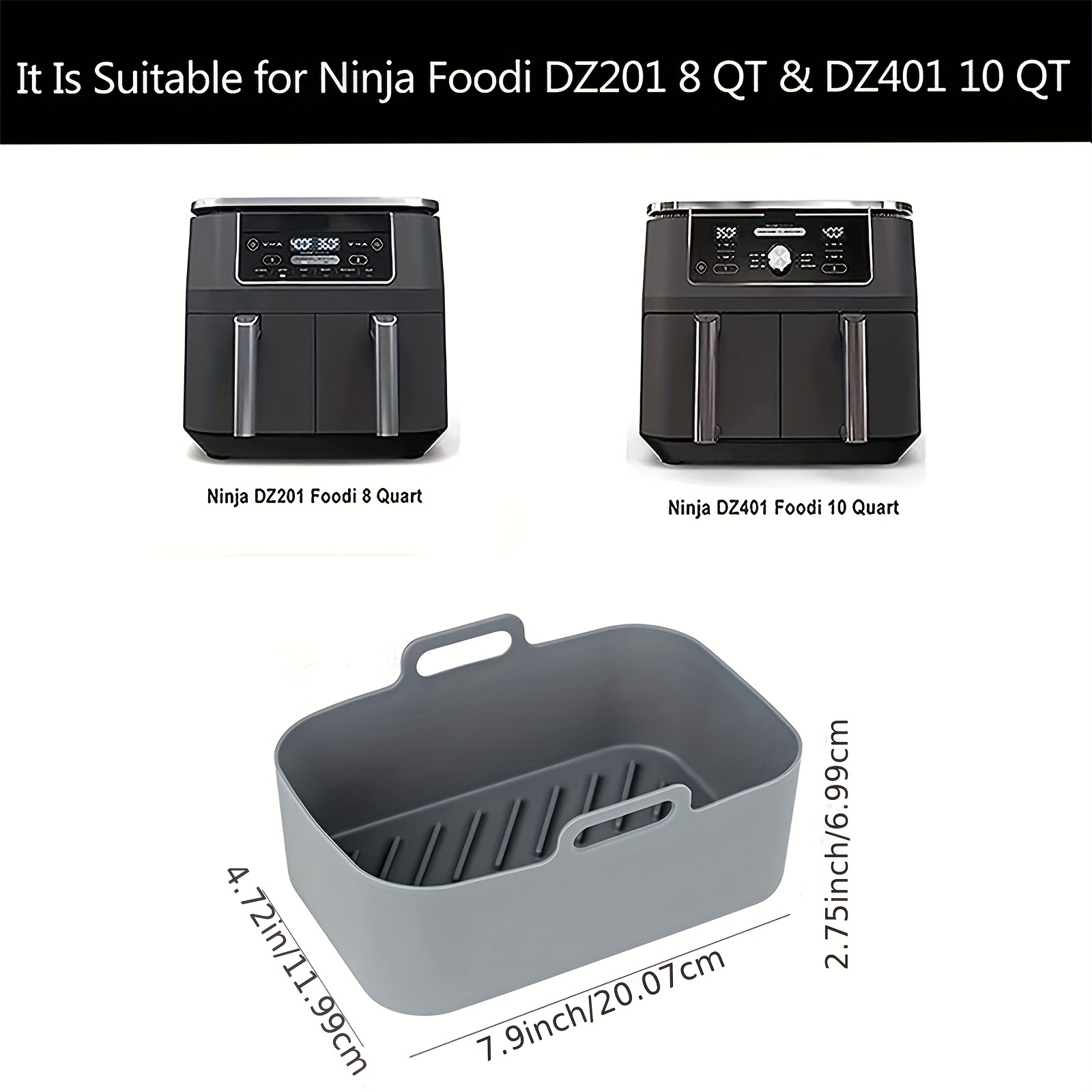 2 PCS Silicone Air Fryer Liners 9 Inch Square Easy Cleaning Air Fryer  Silicone Liners for 6-9 QT Frying Basket, Heat Resistant Reusable Ninja Air