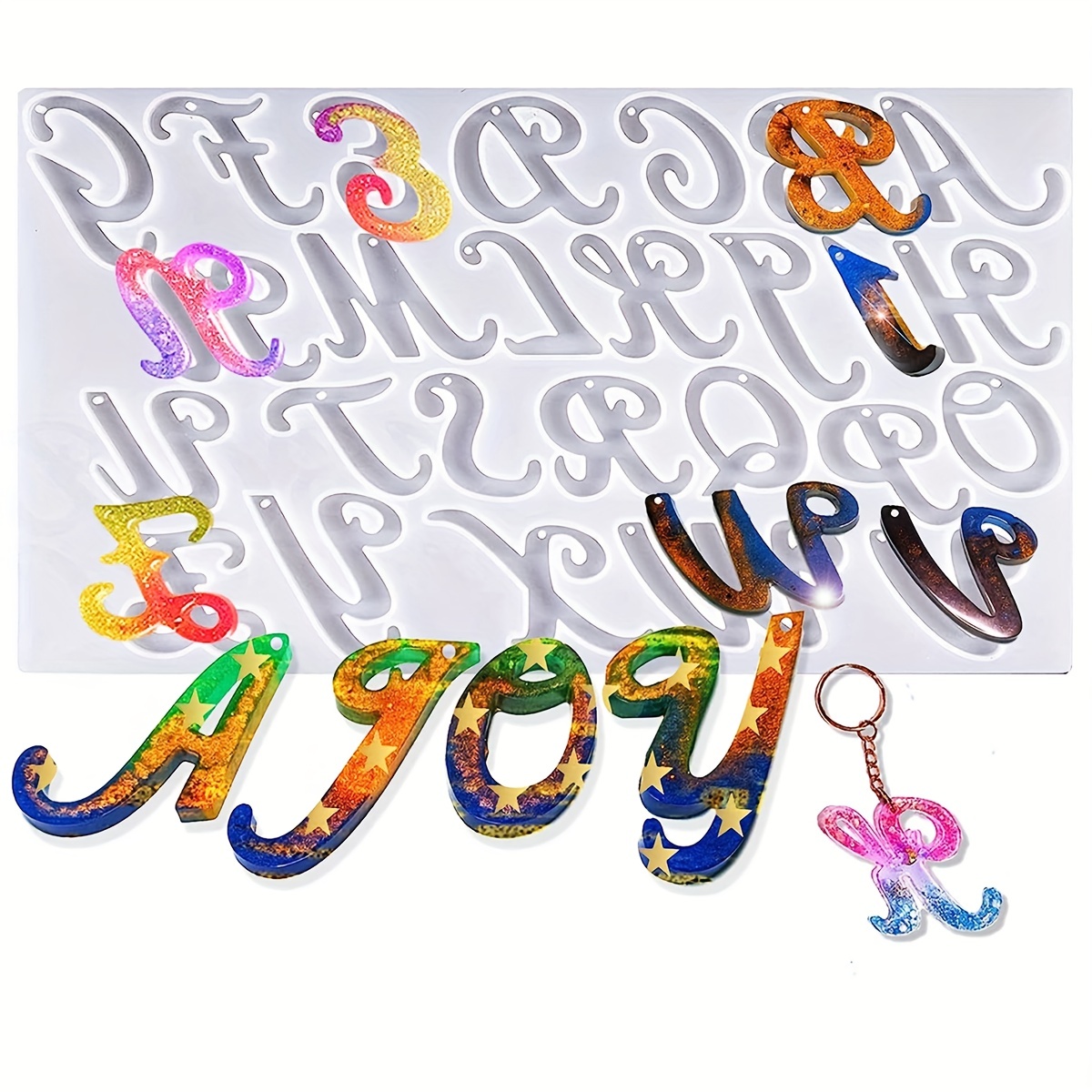 134Pcs Silicone Alphabet Resin Molds Kit Backward Letter Number Silicone  Mold Epoxy Resin Casting Molds Keychain Making Set
