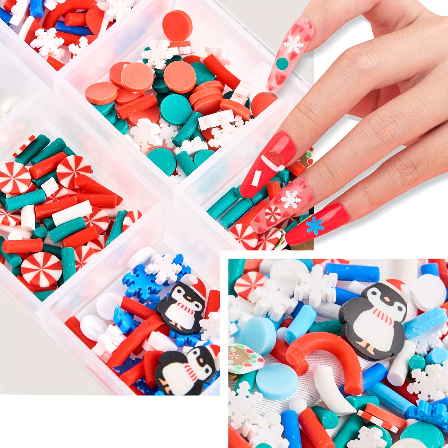 3d Christmas Nail Art Charms santa Claus Penguin Candy - Temu