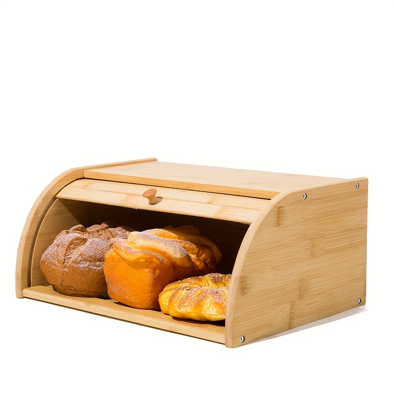 Bread Box Bamboo Bread Buddy Dispenser Multi Functional Food Storage Holder  Large Capacity Bread Bin For