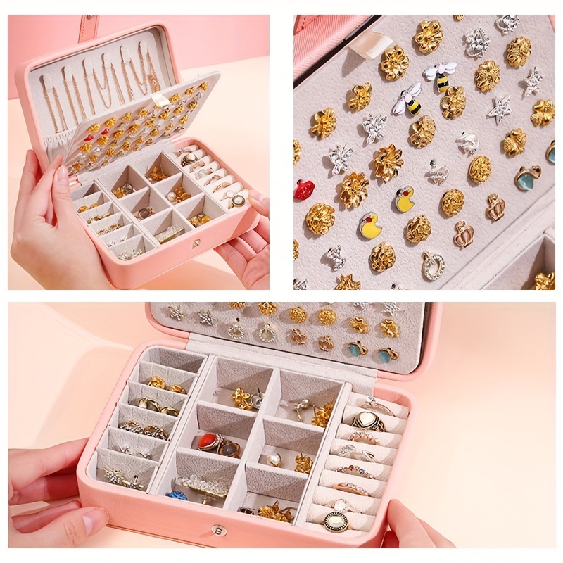 Double Layer Portable Jewelry Box Storage Case