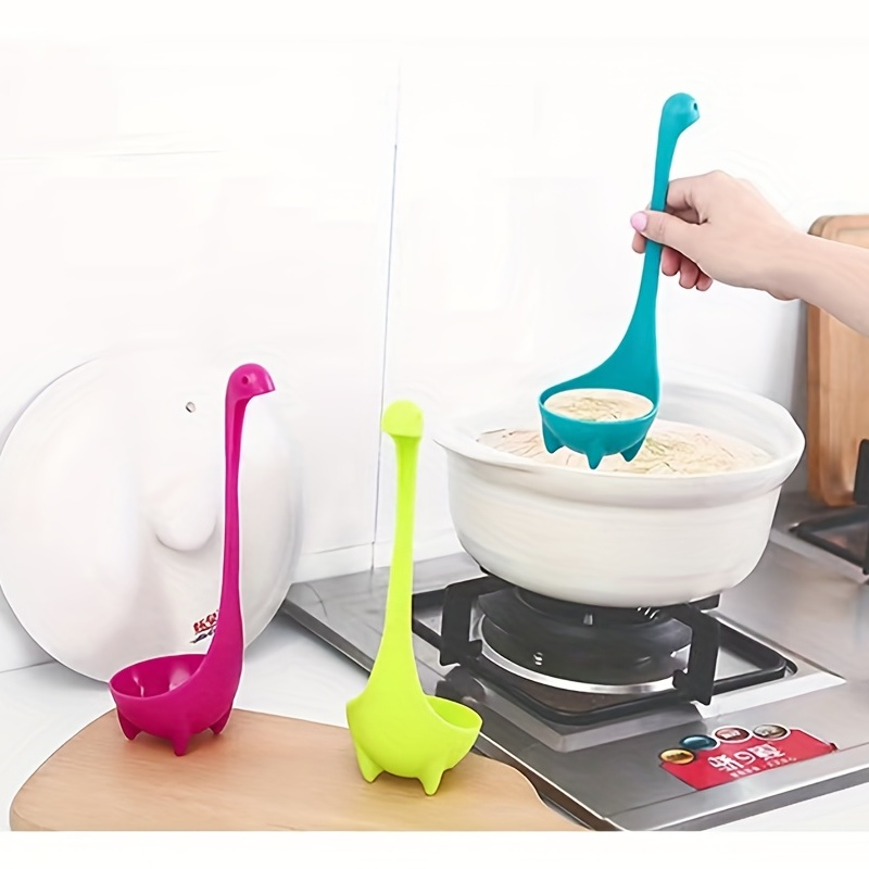 Cute Loch Nessie Monster Stand Soup Spoon Ladle Filter Colander Kitchen  Creative Design