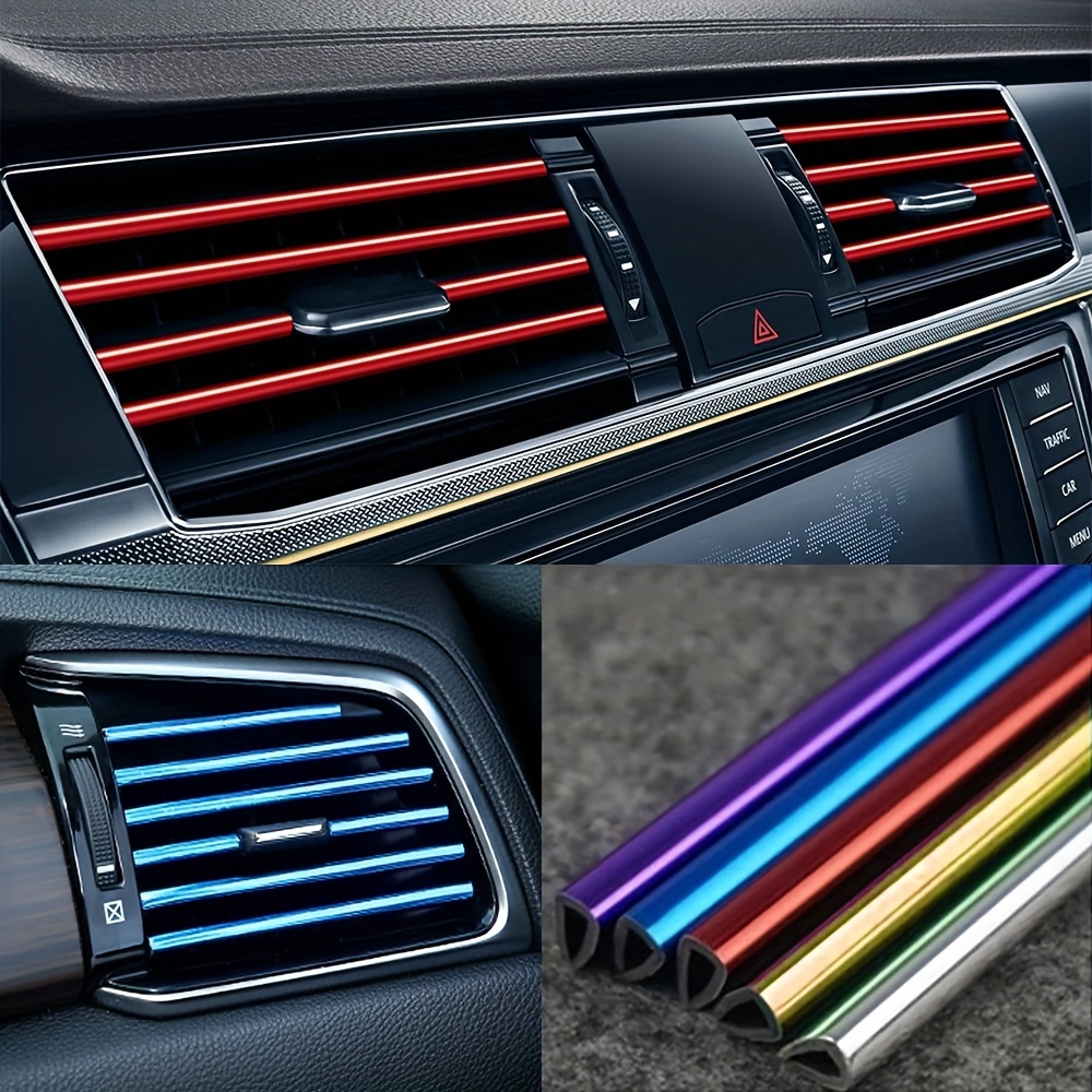10pcs 20cm U Shaped Chrome Pvc Color Shiny Car Air Conditioner Exhaust  Outlet Decoration Strips - Automotive - Temu