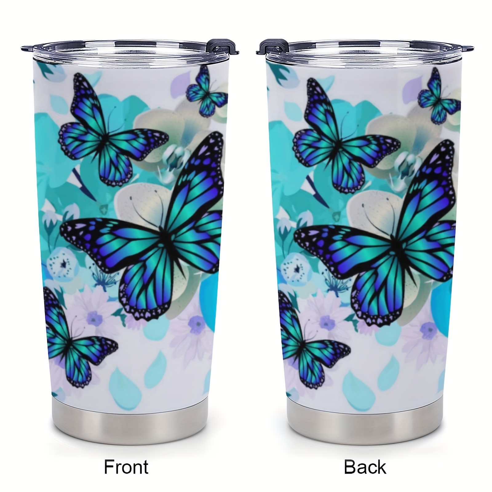 Butterfly Tumbler, Blue Purple Butterfly Gift, Butterfly Drinking  Glasses/Tea Cup/Coffee Mug, Butterfly Decor Accessories- Butterfly Gifts  for Women