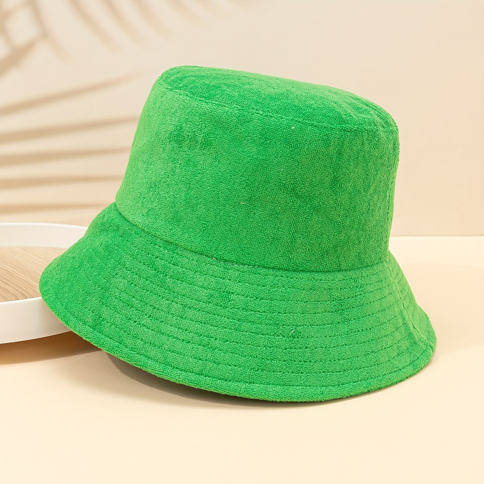 1pc Round Top Denim Bucket Hat Spring Summer Fashion Solid Color