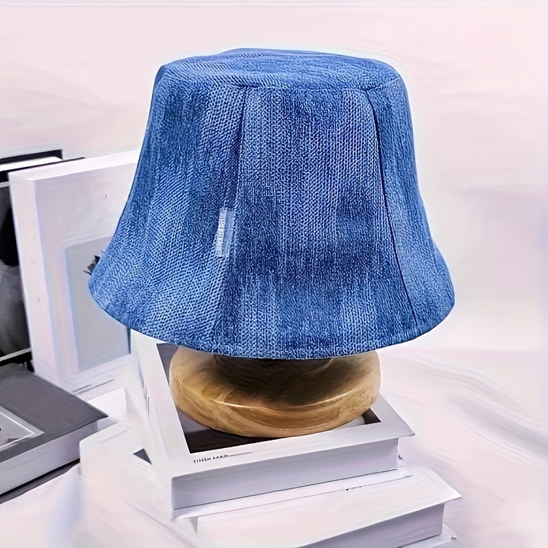 Classic Blue Denim Bucket Hat Trendy Washed Distressed Casual Basin Hats  Breathable Fisherman For Women - Temu Bulgaria