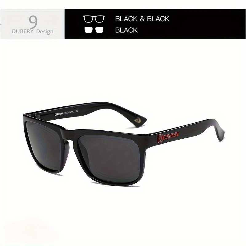 DUBERY Sport Polarized Sunglasses Men Square Carbon Fiber Temple
