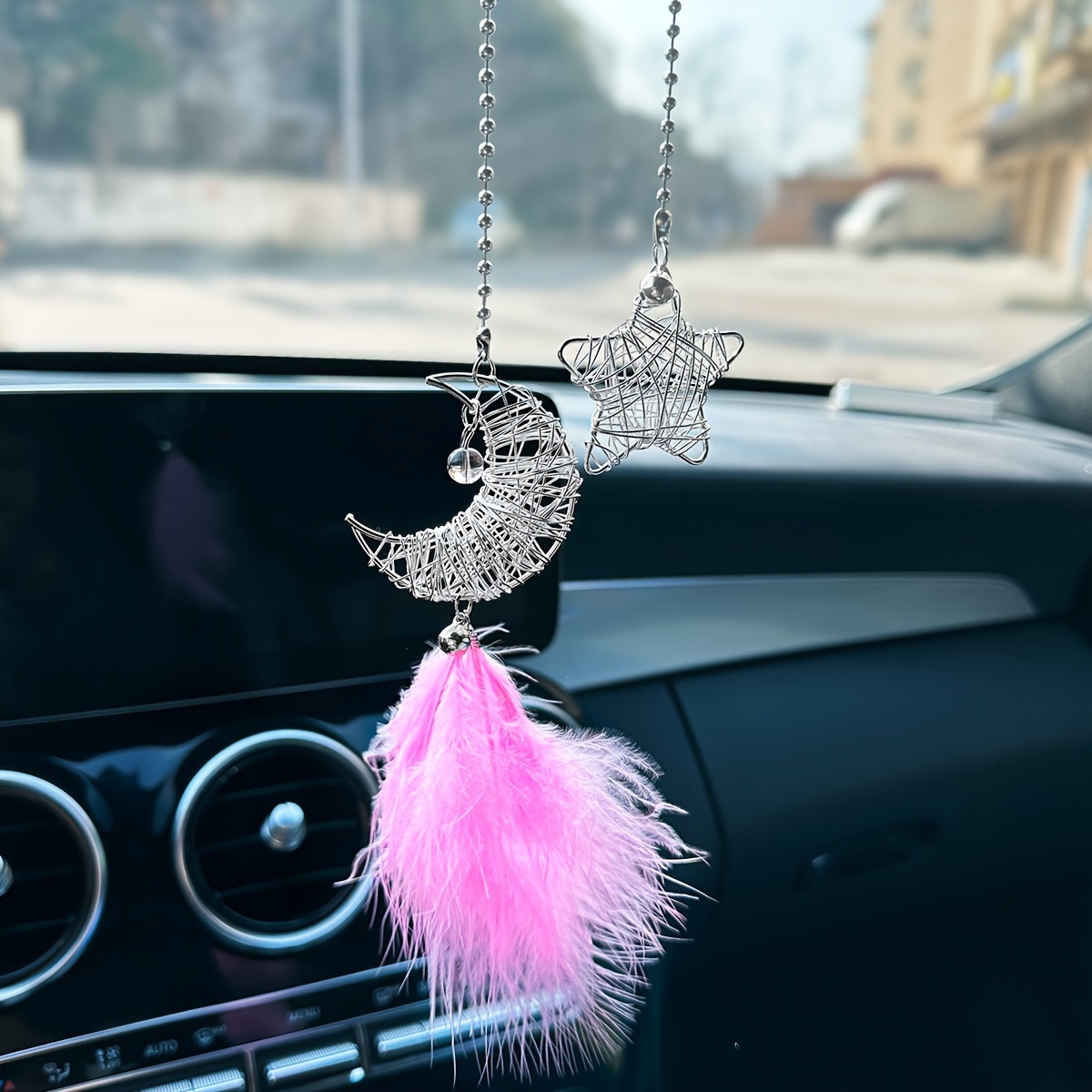 Sparkling Star Moon Car Pendant A Stylish Creative Rearview Mirror