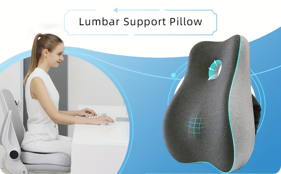 Office Chair Lumbar Support Pillow Car Computer Gaming Chair - Temu