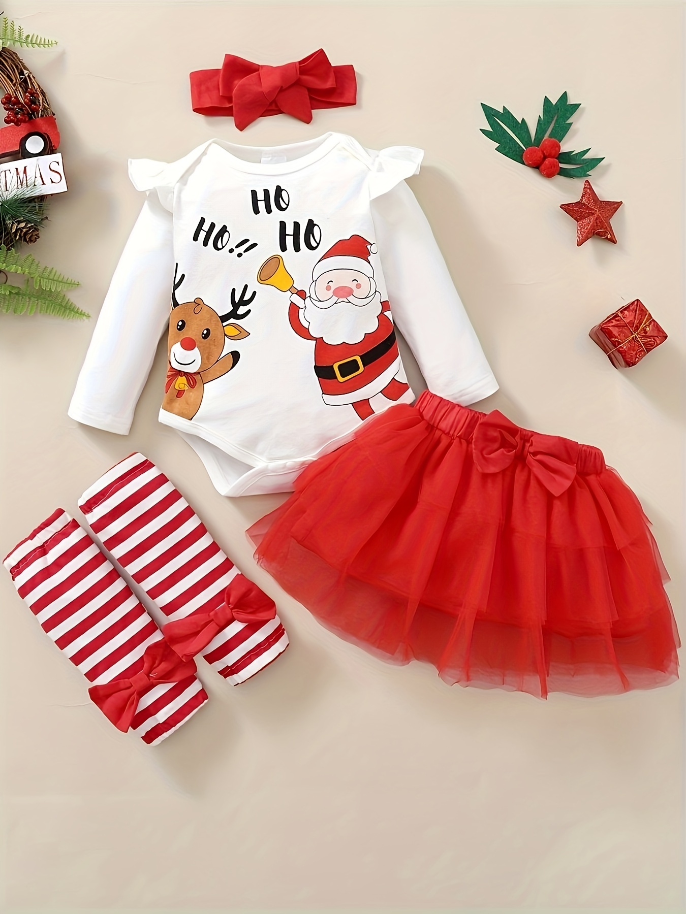 Conjunto De Vestido De Niña De Bebé 3pcs Traje De Payaso + Calcetines De  Pierna + Ropa Para La Cabeza 3 6 9 12 Meses Recién Nacido Verde De Navidad