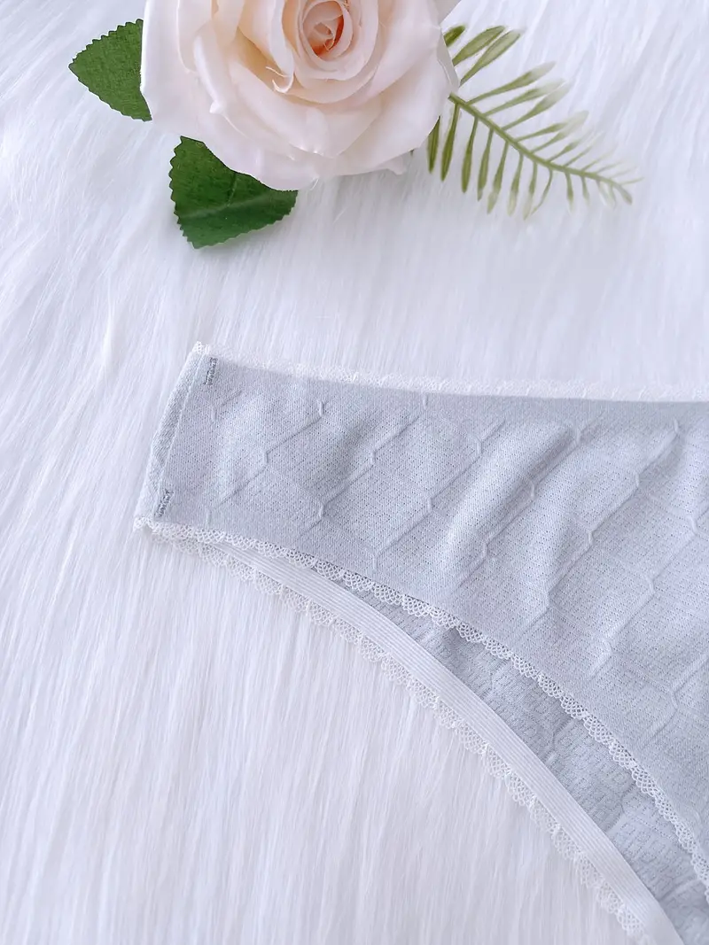 Cute Lace Tirm Bikini Brief Panties Solid Breathable Cotton - Temu