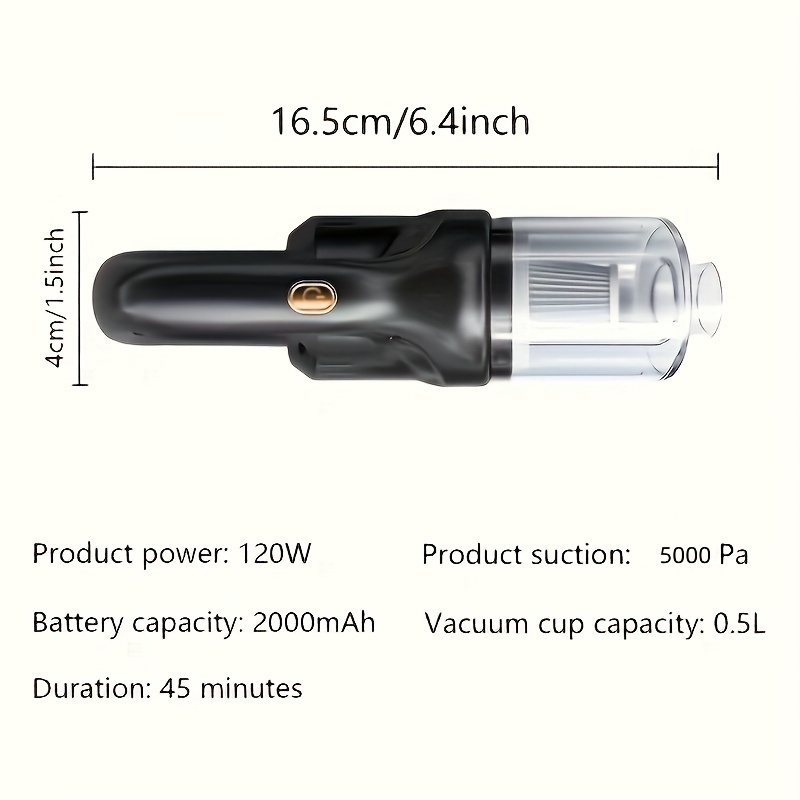 1pc wireless car vacuum cleaner cordless handheld car vacuum cleaner for home and car dual use mini vacuum cleaner with built in battery details 2