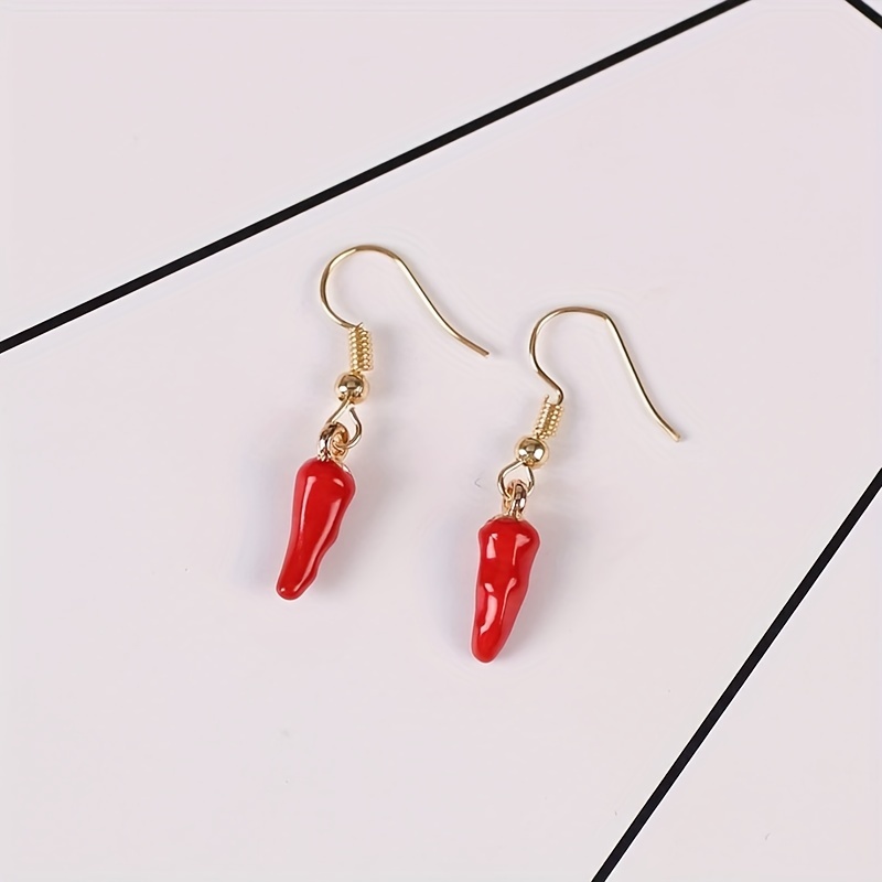 1 Pair Cute Chili Pendant Earrings for Men, Party Holiday Gift,Temu