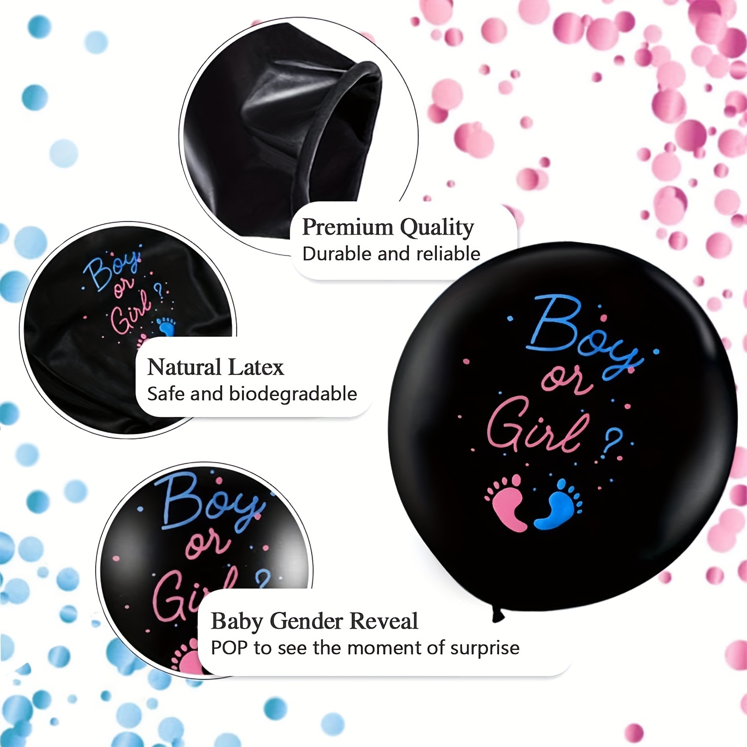 Black 36inch Huge Latex Balloon Boy Or Girl Gender Reveal Party