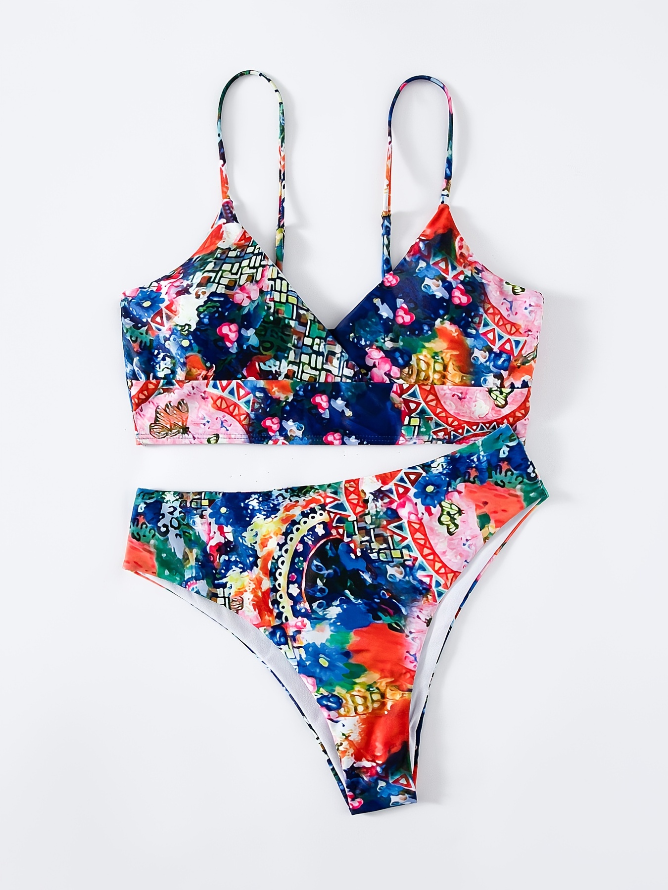 colorful high waisted swimsuit