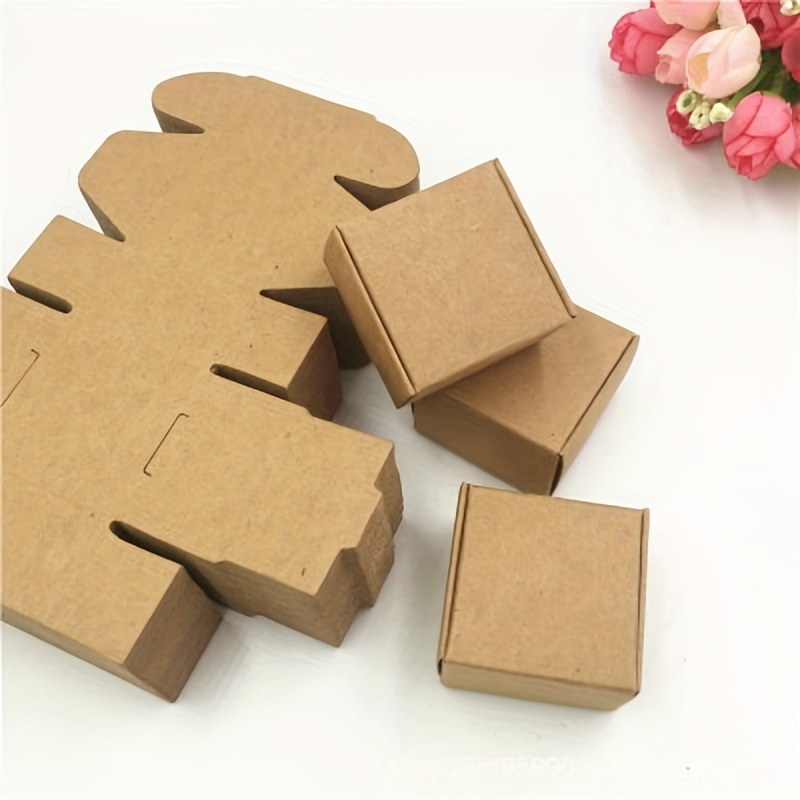 

10pcs, Miniature Kraft Gift Boxes Brown Paper Small Square Box Cardboard Mini Ring Earring Jewelry Pack Carton Chocolate Candy Box