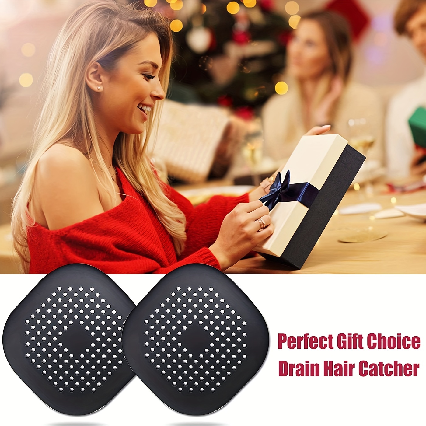 1pc Drain Hair Catcher With Suction Cup, Durable Silicone Square
