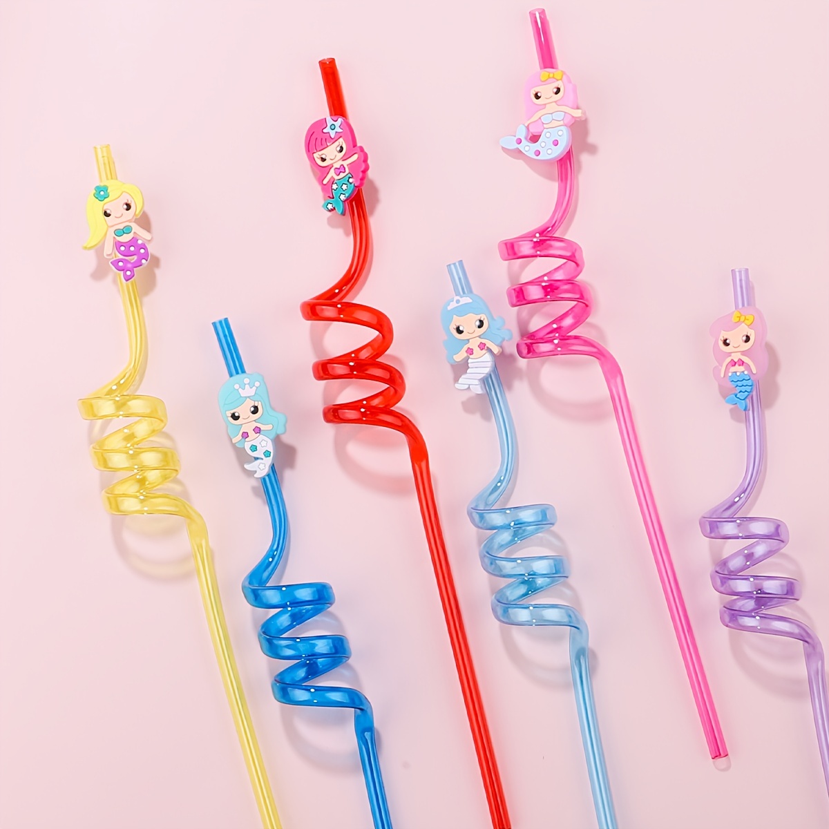  Mermaid Tail Straws Party Favors for Mermaid Birthday Party  Supplies,Under The Sea Party Supplies with 2 Cleaning Brush (21+2) : Health  & Household