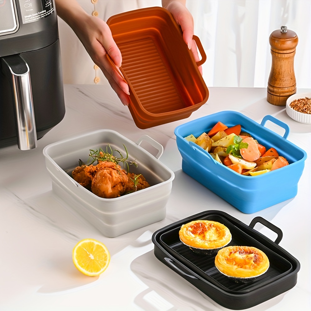Thick Air Fryer Silicone Tray Rectangle Oven Baking Tray Basket