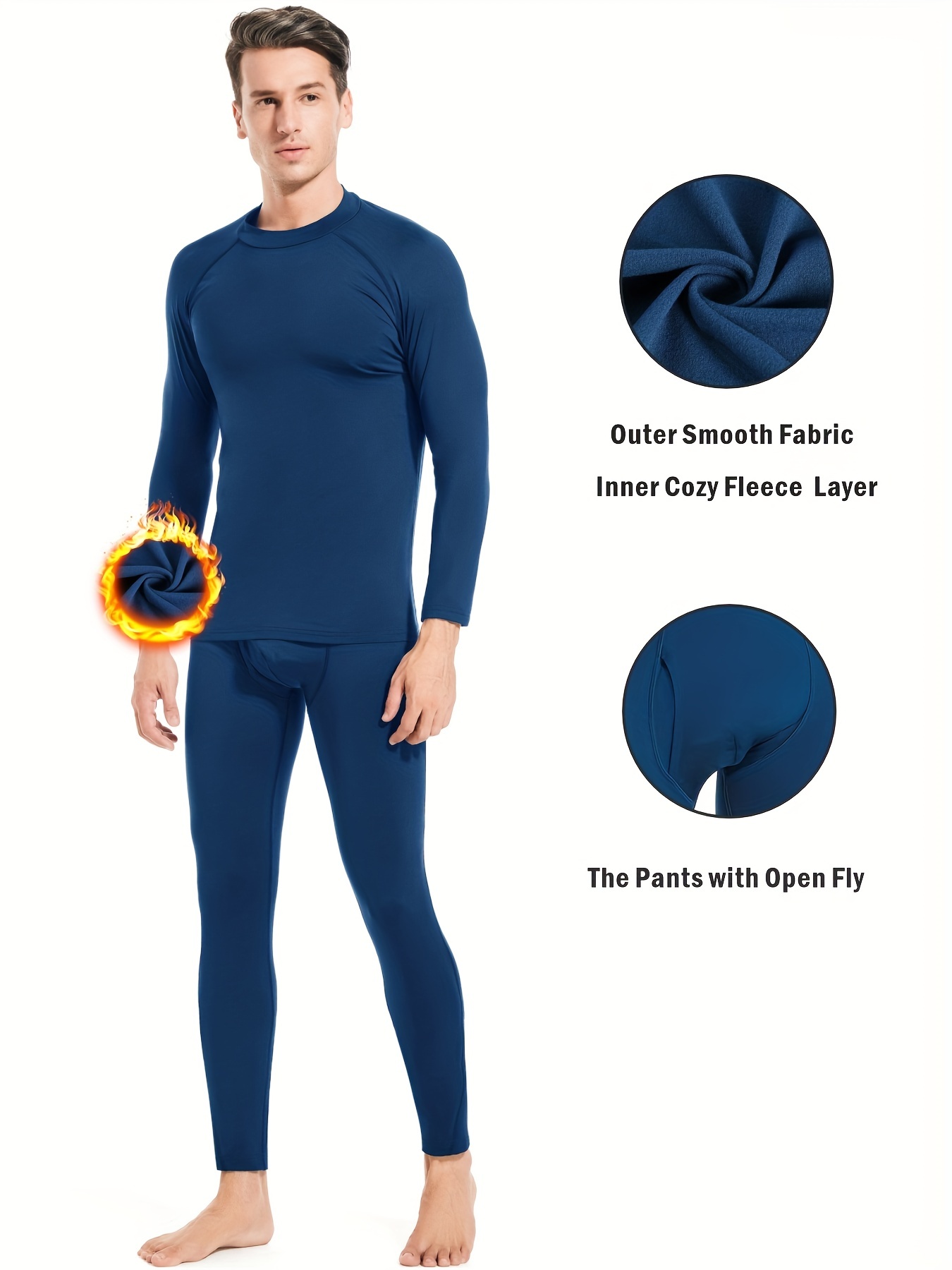 Mens Thermal Underwear Set, Fleece Long Johns for Men Extreme Cold Winter -  XL 
