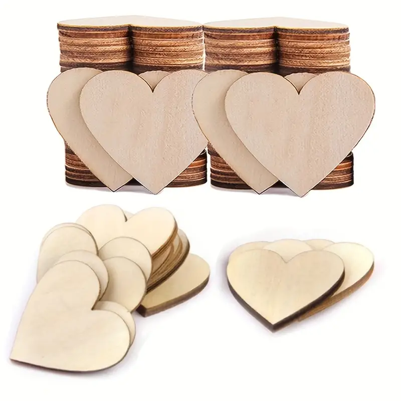 100pcs 2 Inch Wood Heart Cutouts, Blank Wooden Hearts Shapes Wood Slices  Tags For Crafts For Wedding Guest Book, Valentine's Day, Thanksgiving, DIY C