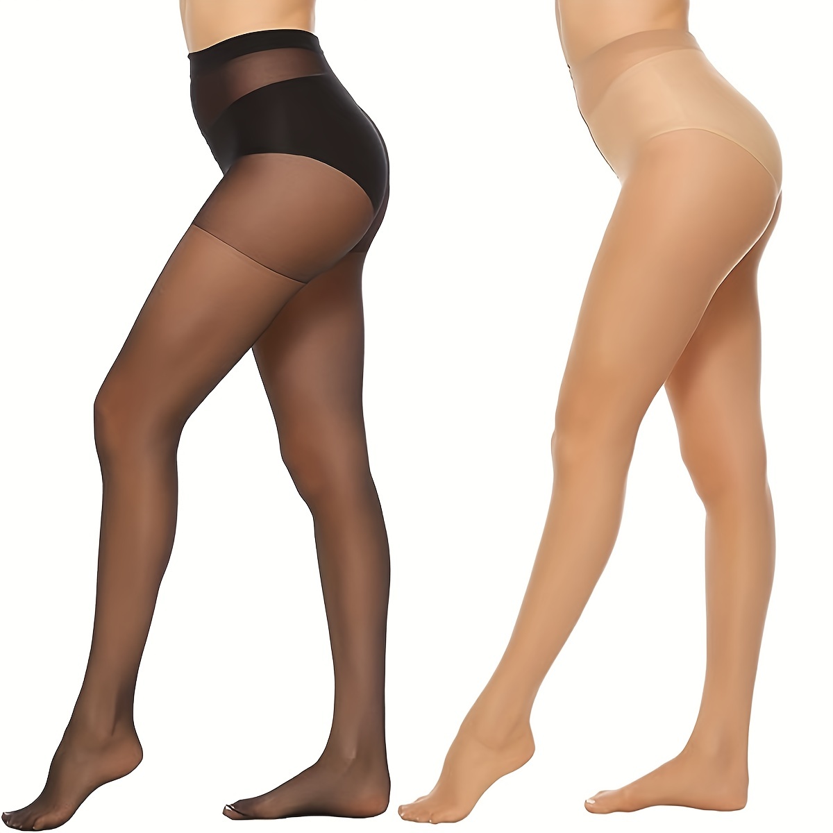 Solid Semi Sheer Thin Tights, High Waist Slim Fit Footed Pantyhose, Women's  Stockings & Hosiery