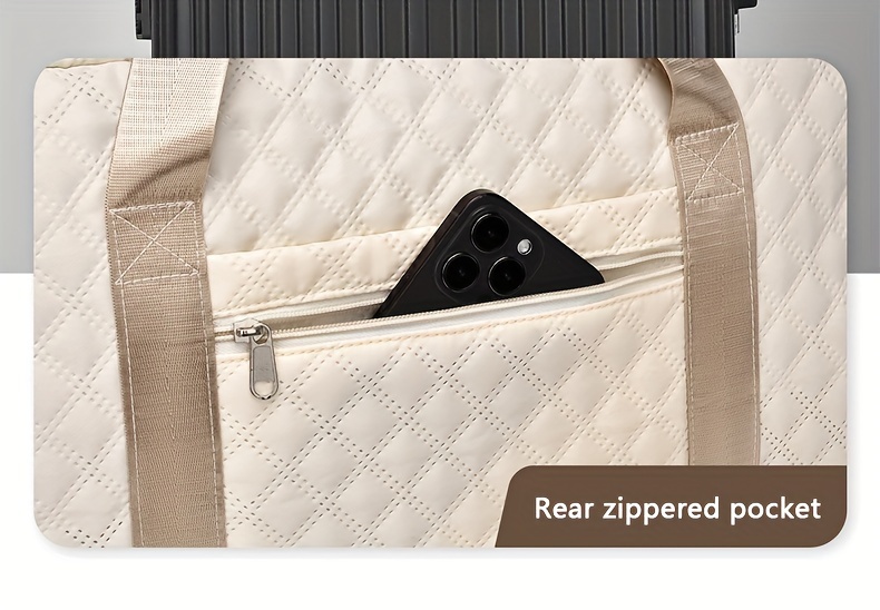 lightweight argyle pattern luggage bag large capacity travel duffle bag portable overnight bag details 8