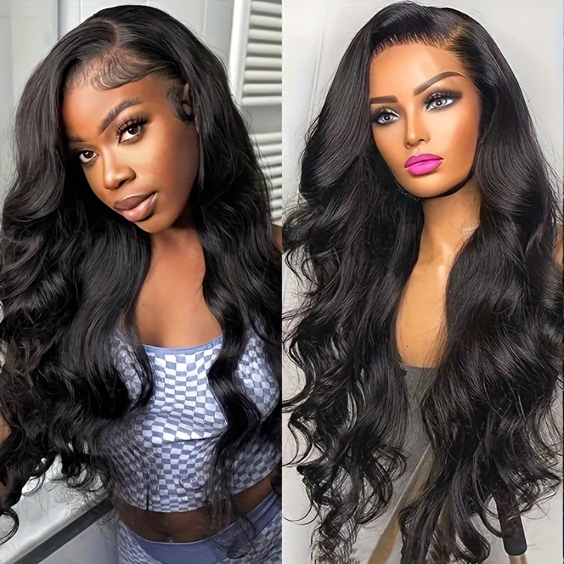 180% 13x4 Human Hair Wig Long Body Wave Wig Long Curly Wavy - Temu