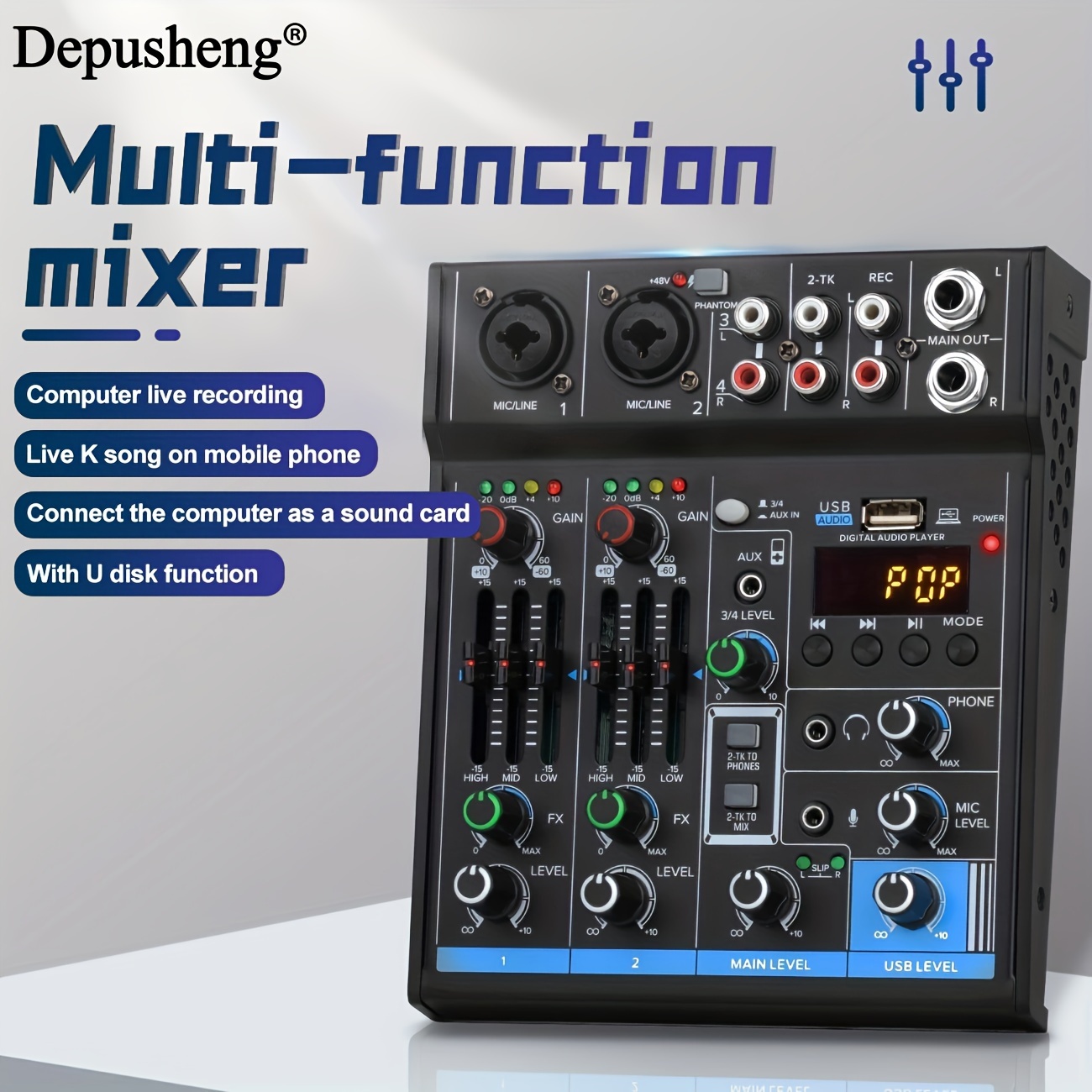 Mixeur audio Bluetooth, console de mixage usb Dj Sound, système  d'amplification