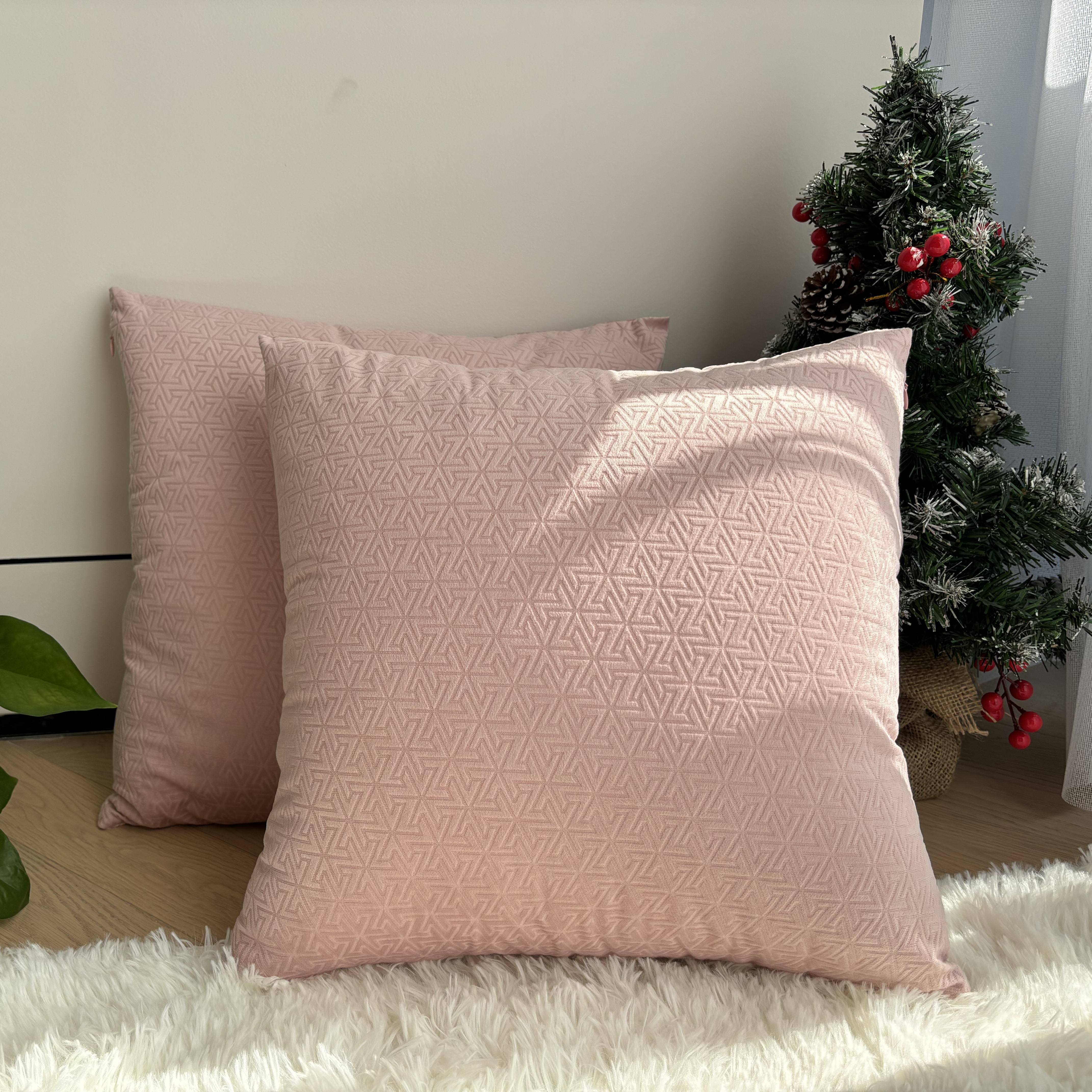 1pc Snowflake Embroidery Pillowcase, Soft Velvet Fabric, Decorating Sofa  And Living Room, Pink