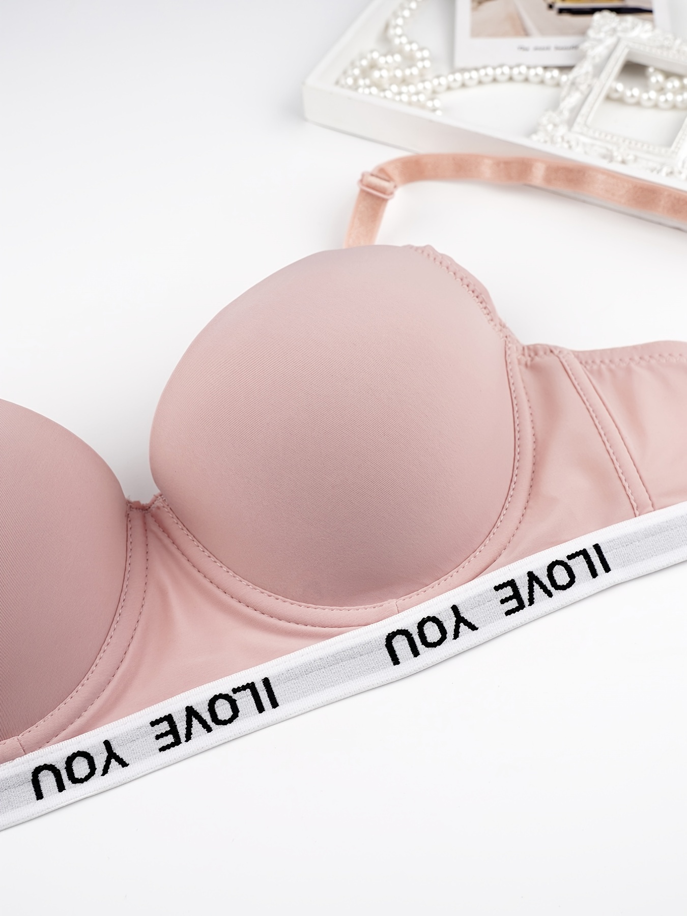 Victoria's Secret Pink Wear Everywhere Wireless Push-Up Bra 34B Nude Solid  