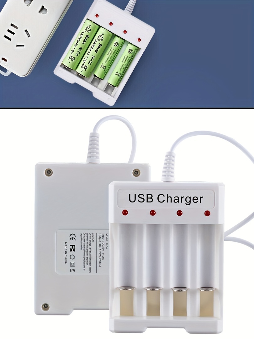 Aa/aa 4 Slot Battery Charger 220v Ni cd Fast Rechargeable - Temu