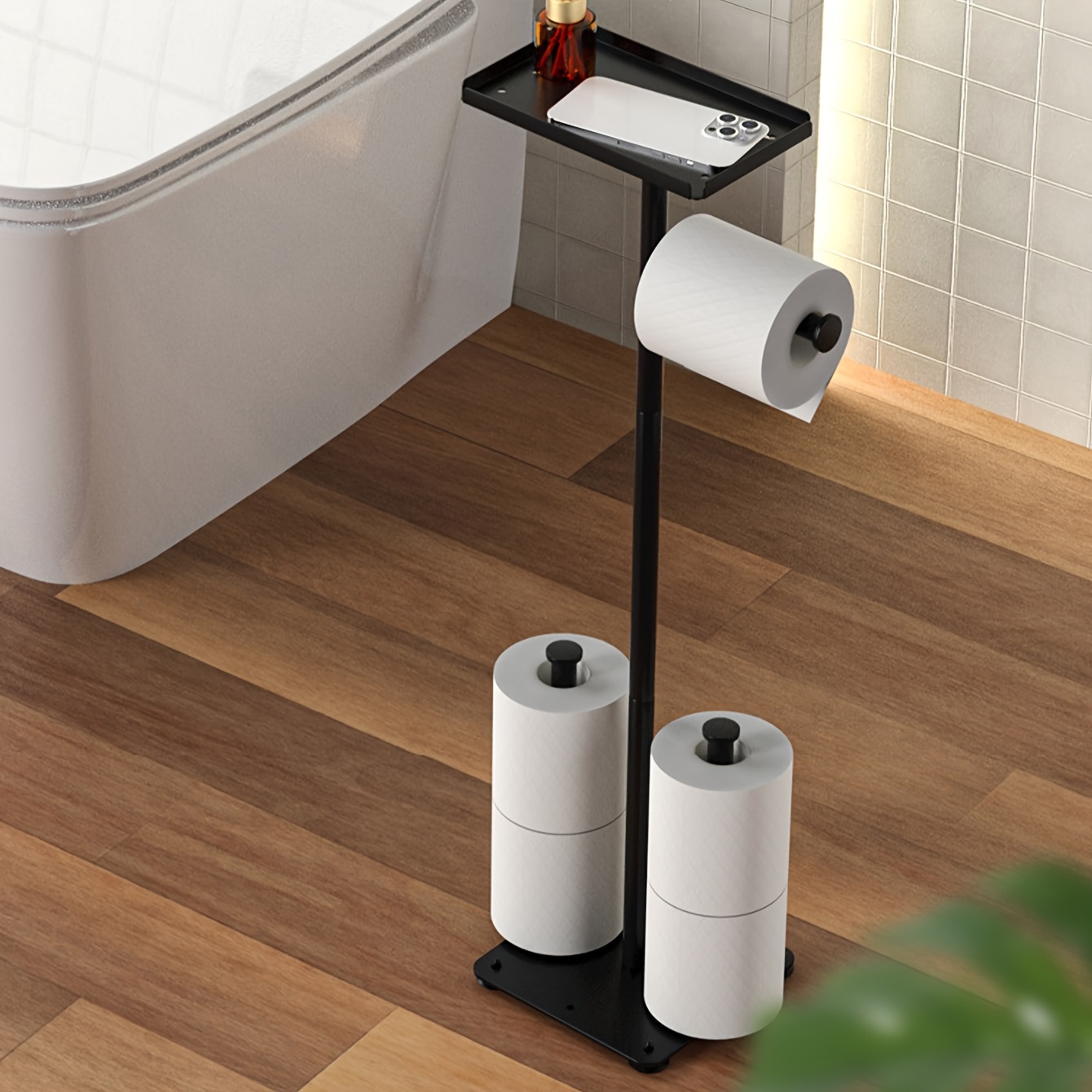 Multi-Fonctionnel Papier Toilette Rouleau Porte-Mouchoirs Support Salle de  Bain Stockage sur Pied Accessoires de