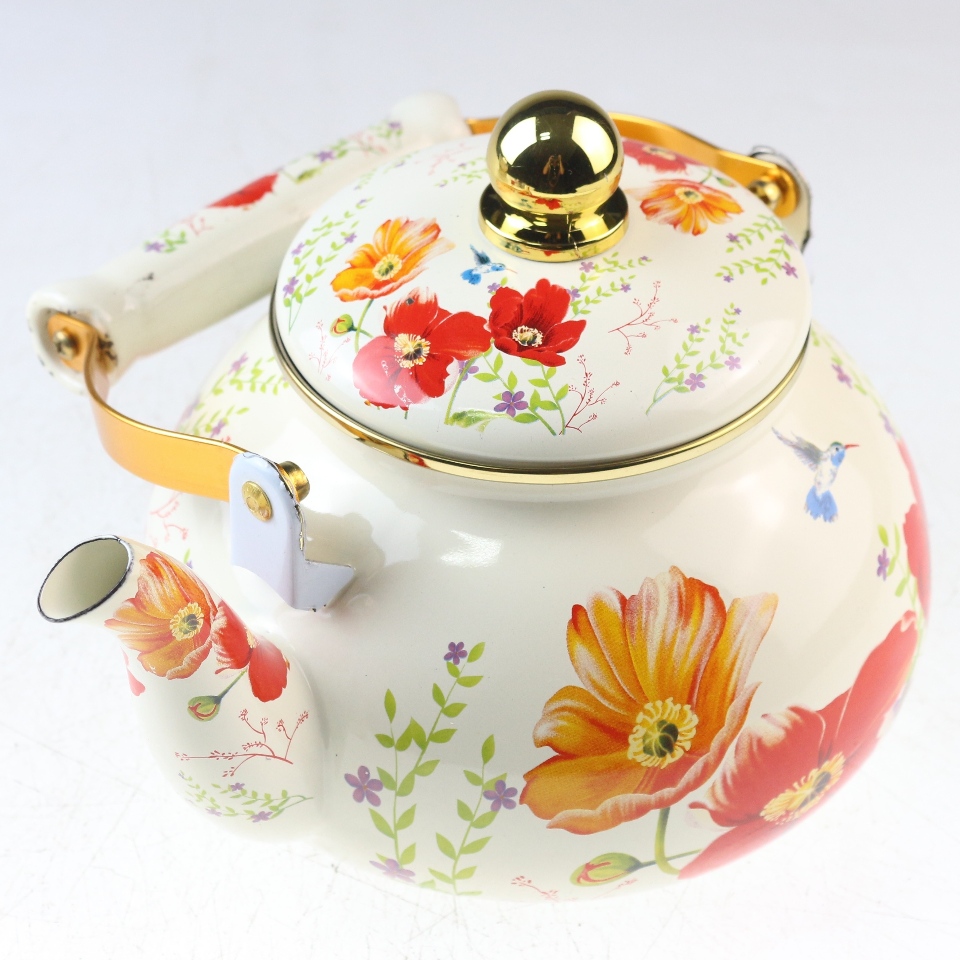 Birds And Flowers Patterns Enamel Kettle Tea Pot Coffee Pot - Temu