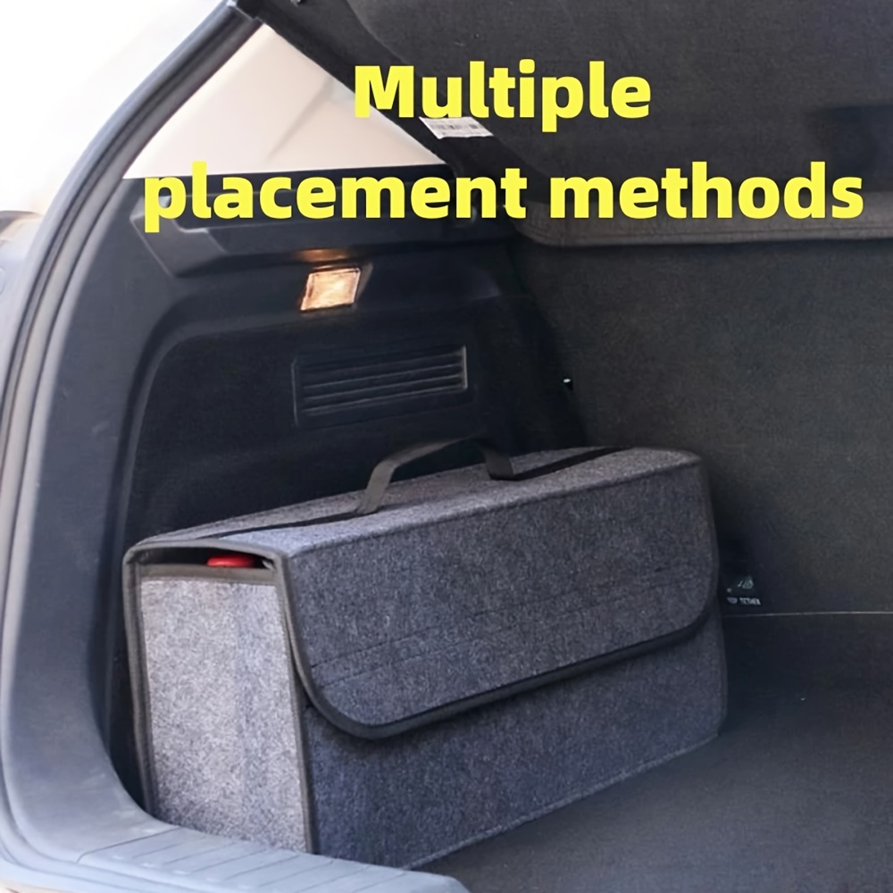 1pc Car Storage Box, Portable, Foldable Car Trunk Organizer, Felt Cloth  Storage Box, Car Interior Stowing Tidying Container Bag, Car Organizer