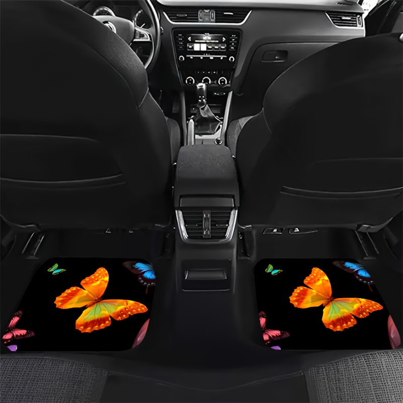 2/4 Pièces Tapis De Sol De Voiture À Motif Papillon Coloré, Tapis