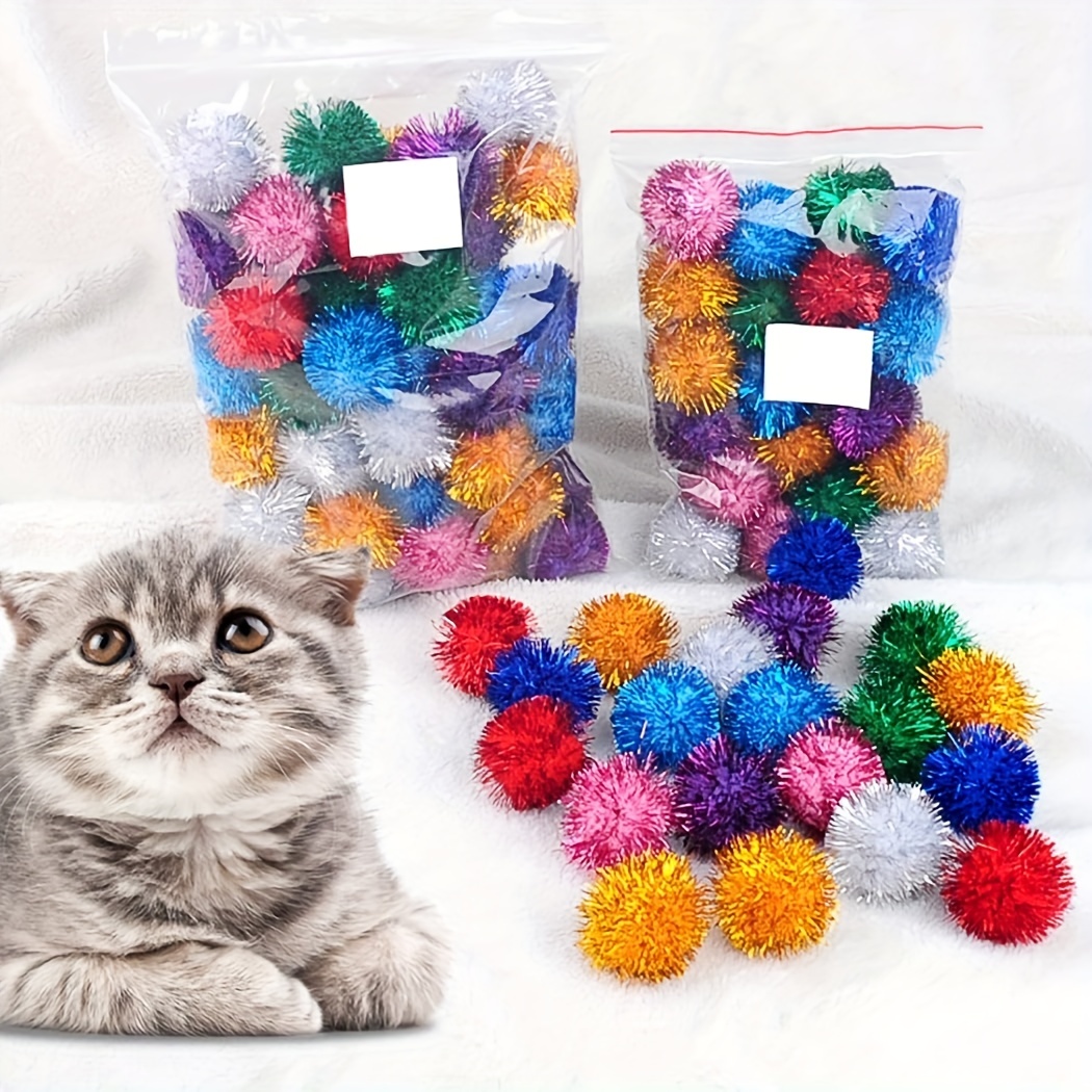 Soft Pom Pom Balls For Kittens Plush Toy Balls For Training - Temu