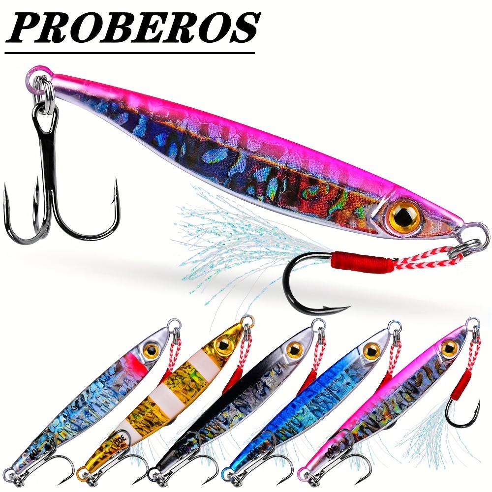  Speed Vertical Jigging Lure, Offshore Vertical Jig Deep Sea  Jigging Lures, Saltwater Jigs Fishing Lures For Tuna Salmon Snapper  Kingfish, Blue/Pink,120g