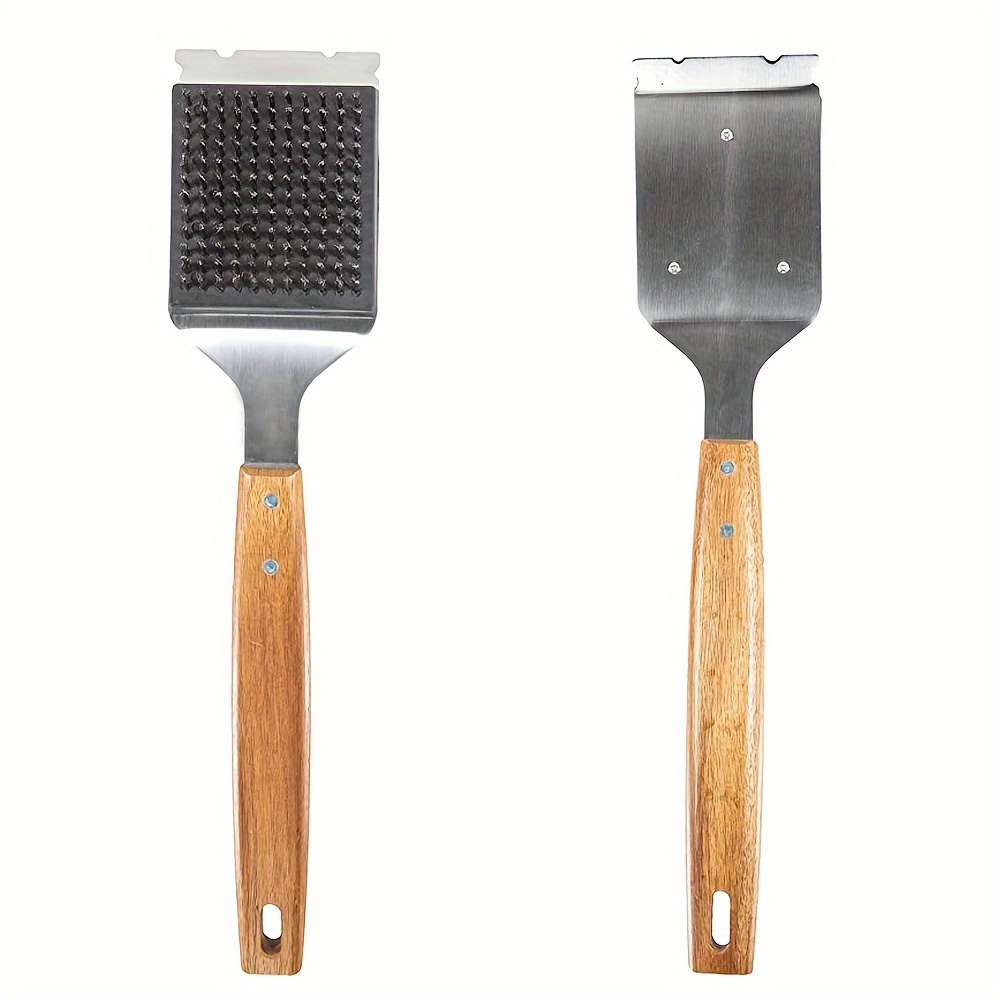 Bbq Grill Cleaning Brush And Scraper – Grill Brush For Outdoor Grill With  Extended, Large Wooden Handle And Replaceable Stainless Steel Bristles Head  –no Scratch- Bbq Grill Brush For Any Grill - Temu