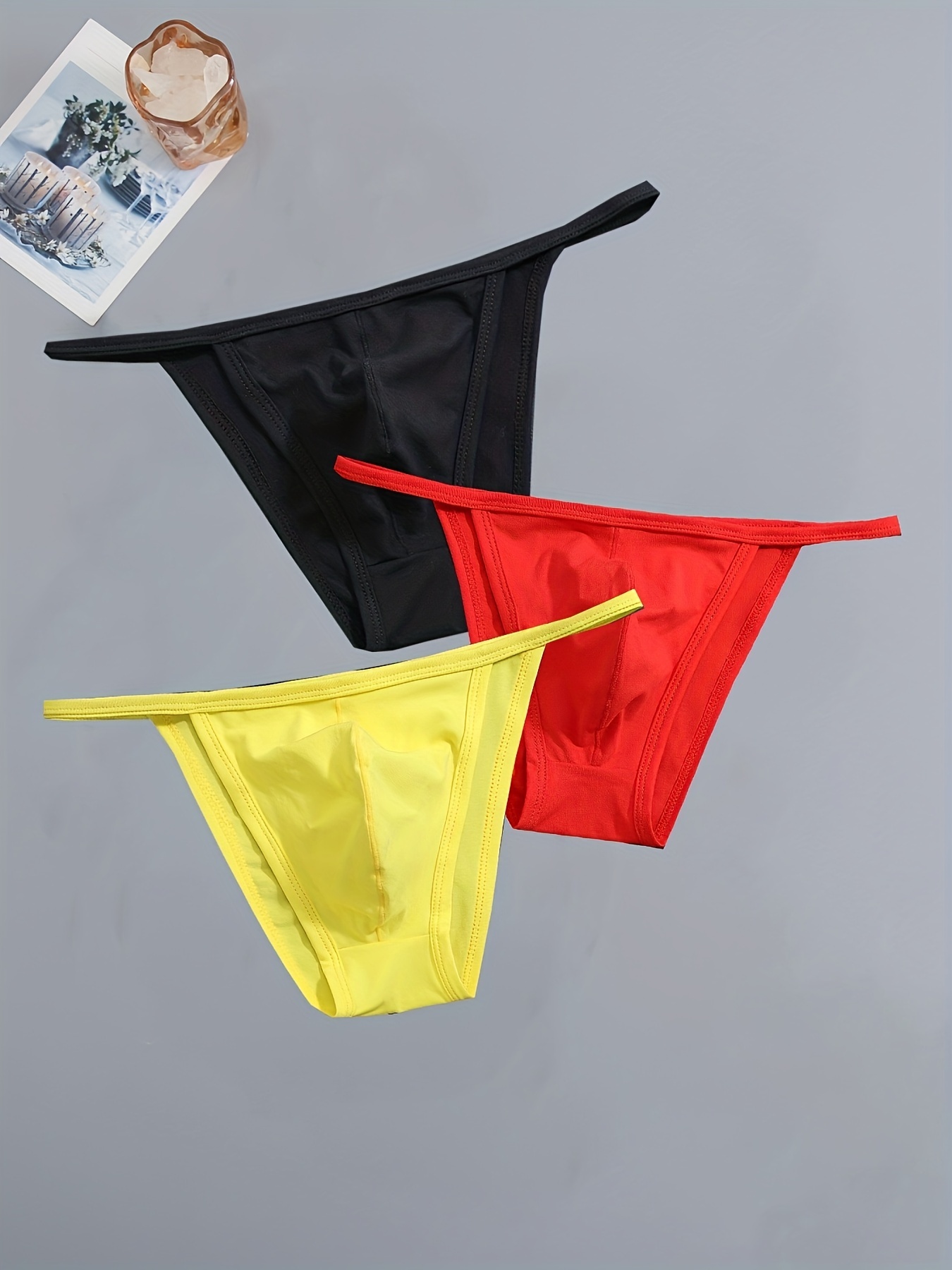 Brief Underpants Men's Solid Comfortable Drawstring Underwear Breathable  Casual Men's underwear Men Cotton (Green, L)
