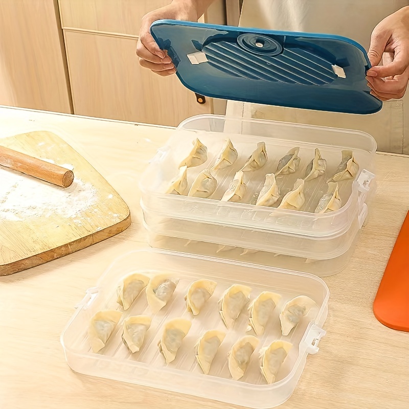 Portable 3 Layer Dumpling Box with Lid for Picnic, Camping