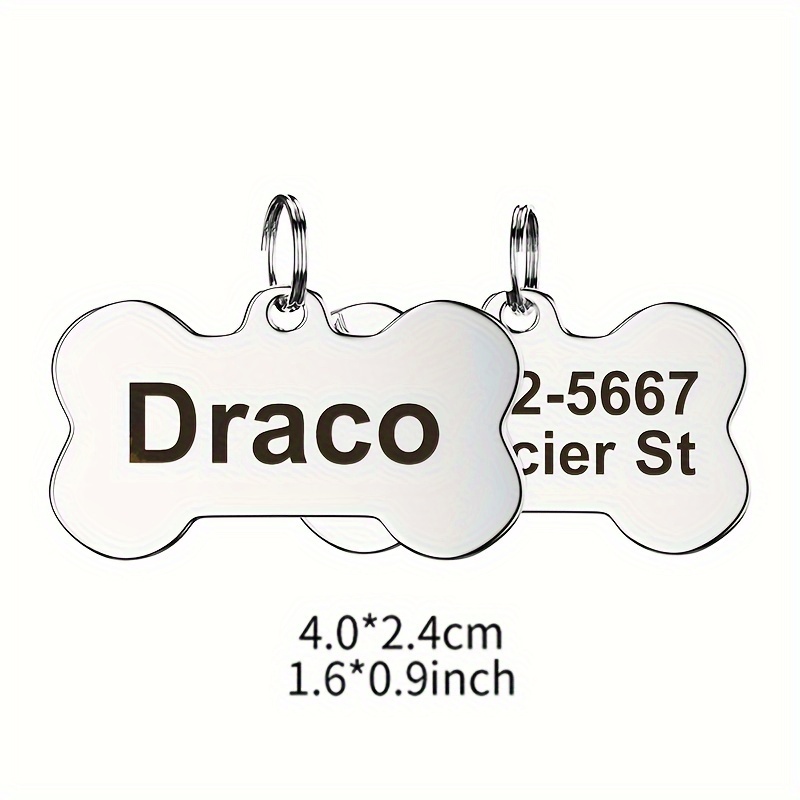 TEMU Personalized Pet Id Tag, Custom And Phone Number Dog Id, Stainless Steel Anti-lost Dog Collar Pendant Pet Accessories